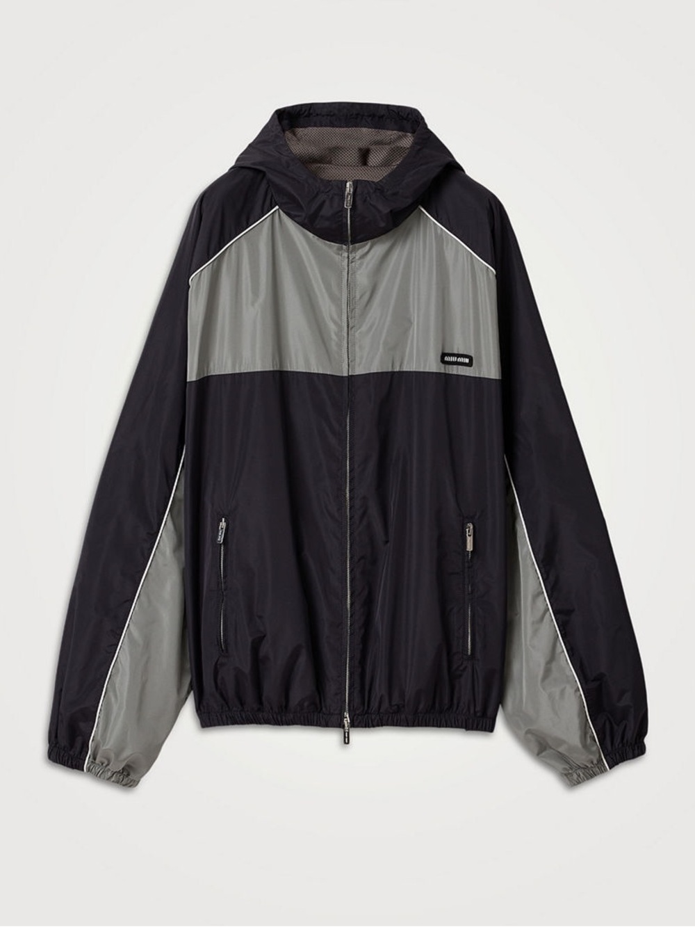 Miu Miu Black and Light Gray Colorblock Windbreaker - Picture 5 of 6